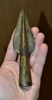 A large and stunning Bronze Age, bronze socketed Spear head, Thames foreshore, London