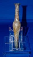 A large and superb, elongate Roman blue/green glass perfume flask, Ex Charterhouse Public School Collection. SOLD