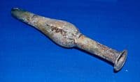A large and superb, elongate Roman blue/green glass perfume flask, Ex Charterhouse Public School Collection. SOLD