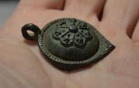 A large and superb quality Tudor period bronze domed decorative pendant, British. SOLD
