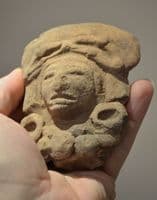 A large and superbly detailed terracotta bust of an Ancient Mayan High Priest or Chieftain, (Pre-Columbian Southern Mexico) SOLD