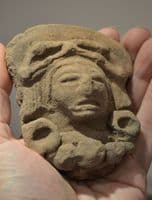 A large and superbly detailed terracotta bust of an Ancient Mayan High Priest or Chieftain, (Pre-Columbian Southern Mexico) SOLD