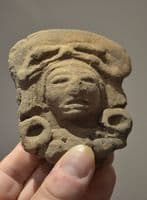 A large and superbly detailed terracotta bust of an Ancient Mayan High Priest or Chieftain, (Pre-Columbian Southern Mexico) SOLD