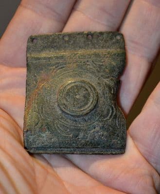 A large and unusual Roman Military decorative bronze mount (Armour Scale?) from Germany.