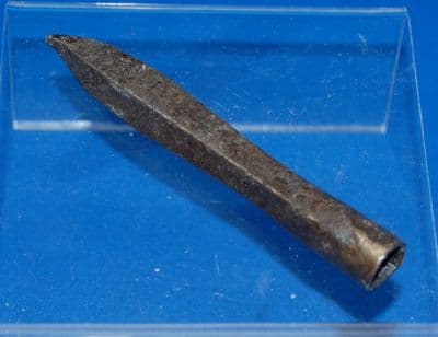 A large and very nice quality Medieval socketed iron Cross Bow bolt tip from Germany. SOLD