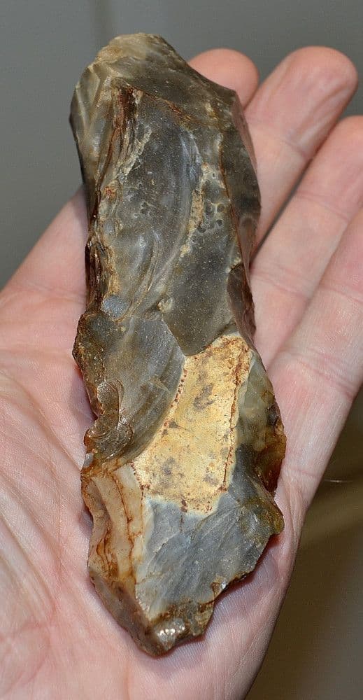 A large and well worked Neolithic flint hand pick, Avon Valley, Fordingbridge, Hants (N65) SOLD