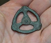 A large,excellent and attractively patinated Viking ornate Tri-sided bronze strap junction. SOLD