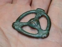 A large,excellent and attractively patinated Viking ornate Tri-sided bronze strap junction. SOLD