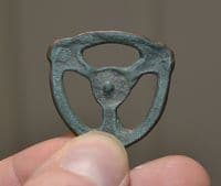 A large,excellent and attractively patinated Viking ornate Tri-sided bronze strap junction. SOLD
