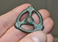 A large,excellent and attractively patinated Viking ornate Tri-sided bronze strap junction. SOLD