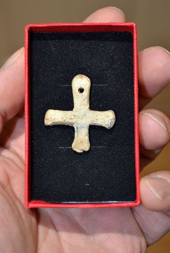 A large, excellent and still wearable Medieval lead Cross (Crucifix) pendant from Norfolk. SOLD