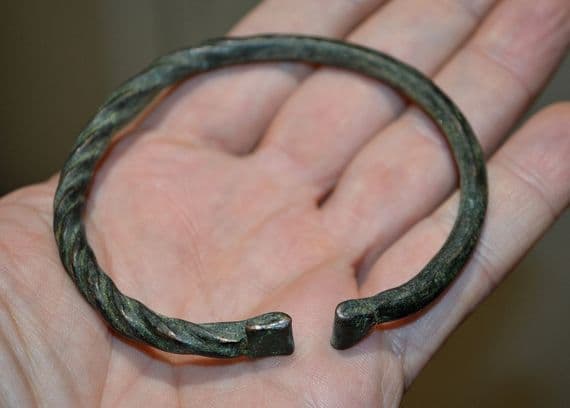 A large, excellent and very robust Viking bronze armlet / bangle found in Germany, still very wearable. SOLD
