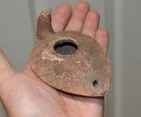 A large & excellent early Byzantine Terracotta oil lamp featuring Vine decoration (N28) SOLD