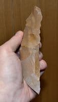 A large & excellent Neolithic flint hand sickle , Le Grand Pressigny, France, found 1920s. SOLD