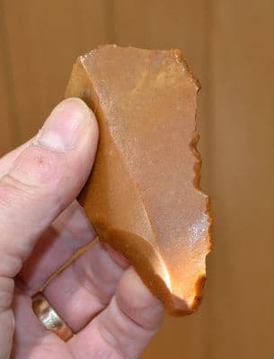 A large & excellent Neolithic flint Saw / Scraper , Le Grand Pressigny, France, found 1920s.