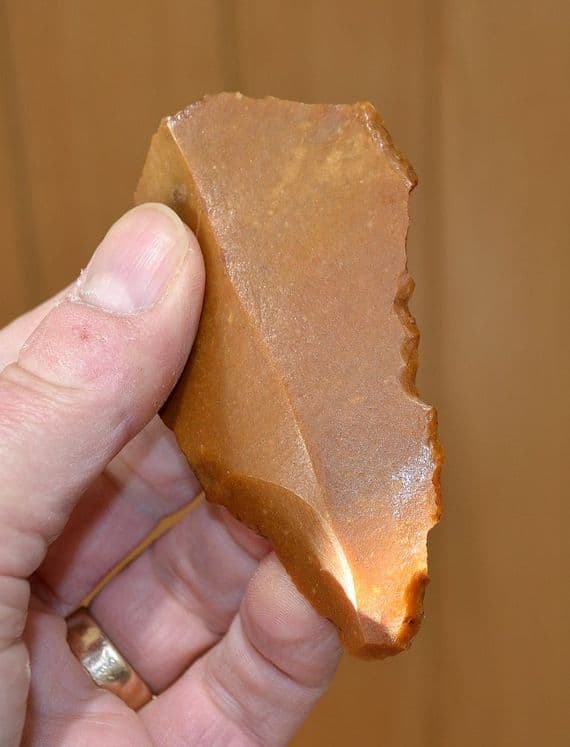 A large & excellent Neolithic flint Saw / Scraper , Le Grand Pressigny, France, found 1920s.