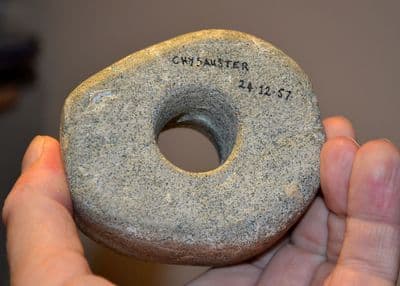 A large, heavy and superb Neolithic Granite perforated stone Macehead / Hammer from Cornwall. SOLD