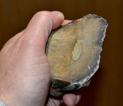 A large & heavy Lower Paleolithic flint chopper, Beeches Pit, Suffolk.