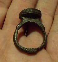 A large, impressive and wearable Byzantine bronze mans finger ring. SOLD