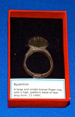 A large, impressive and wearable Byzantine bronze mans finger ring. SOLD