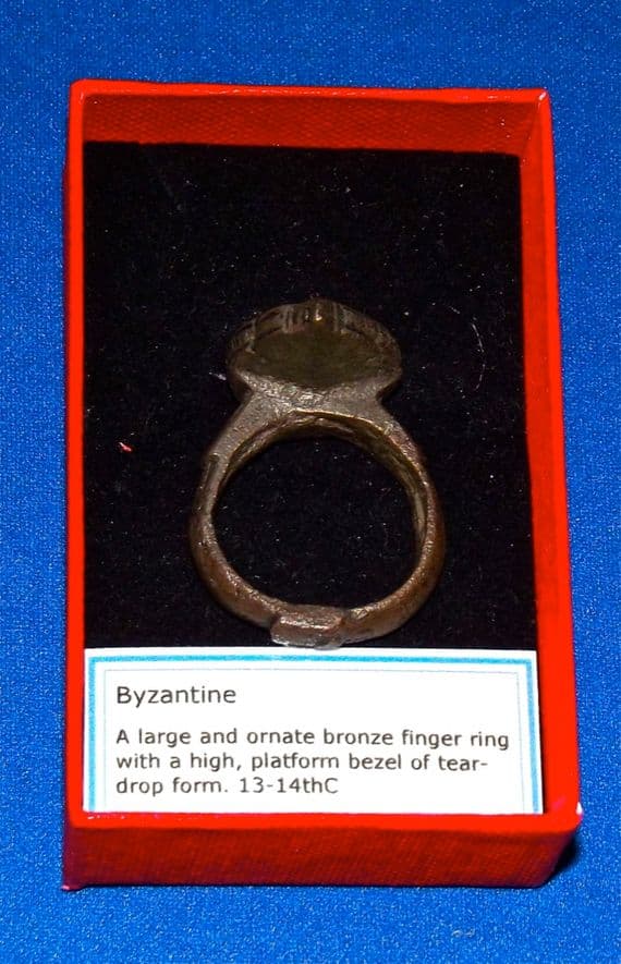 A large, impressive and wearable Byzantine bronze mans finger ring. SOLD