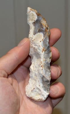 A large Neolithic  curved flint hand pick , Woodhenge, Salisbury Plain, Wiltshire (N9) SOLD