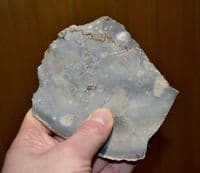 A large Palaeolithic (Neanderthal) flint flake knife tool, Lynford Quarry, Norfolk.