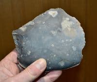 A large Palaeolithic (Neanderthal) flint flake knife tool, Lynford Quarry, Norfolk.