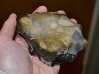 A large Paleolithic (Neanderthal) Ovate flake hand axe, Lynford Quarry, Norfolk. SOLD