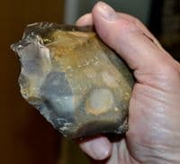 A large Paleolithic (Neanderthal) Ovate flake hand axe, Lynford Quarry, Norfolk. SOLD