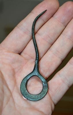 A large, rare and excellent, Late Bronze age to Early Iron Age bronze ring headed 