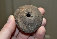 A large, rare and impressive Late Neolithic / Early Bronze Age pottery Spindle Whorl. Germany. SOLD