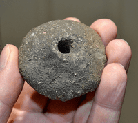 A large, rare and impressive Late Neolithic / Early Bronze Age pottery Spindle Whorl. Germany. SOLD