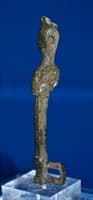 A large, rare and impressive Roman bronze figurative clasp from a casket or chest, nicely mounted. SOLD