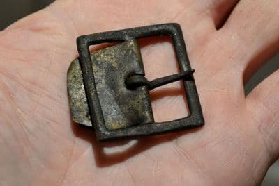 A large Tudor period Bronze buckle with buckle plate from the River Thames, London. SOLD