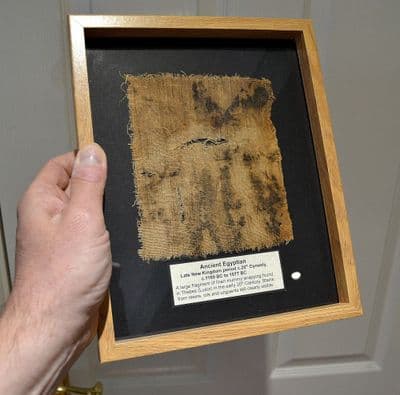 A large & very nicely framed segment of linen wrapping from an Ancient Egyptian Mummy (K11) SOLD