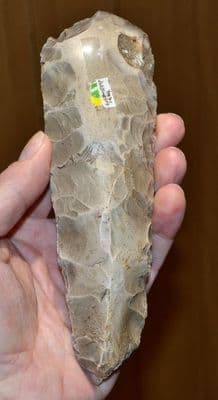 A large, well worked Neolithic flaked & semi-polished flint axe head, Colchester, Essex. SOLD