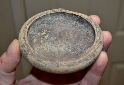 A nice Ancient Greek glazed terracotta pedestalled Salt Bowl (Salter), Campania, Southern Italy SOLD