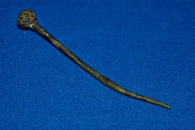 A nice Anglo Saxon bronze ladies dress pin with ornate carved finial. SOLD
