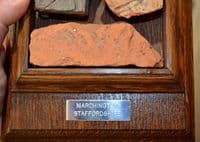 A nice group of Medieval decorative floor tile segments in a vintage frame, Staffordshire. SOLD