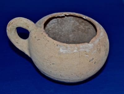 A nice large Roman buff terracotta single handled Drinking Cup excavated in London, c.1939, Full Provenance. SOLD