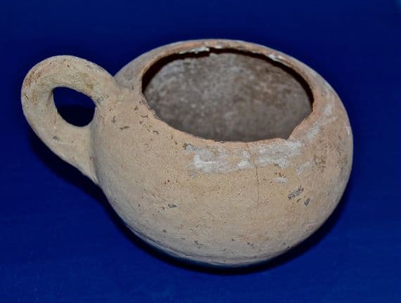 A nice large Roman buff terracotta single handled Drinking Cup excavated in London, c.1939, Full Provenance. SOLD