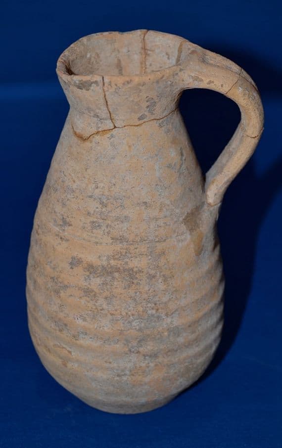 A nice large Roman buff terracotta single handled Wine Jug excavated in London, c.1939, Full Provenance. SOLD