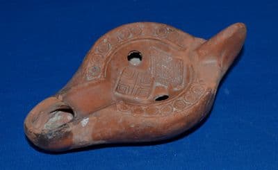 A nice large Roman redware terracotta oil lamp excavated in London, c.1939, Full Provenance. SOLD