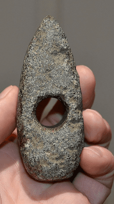 A nice Late Neolithic - Early Bronze Age perforated stone axe hammer, Luneburg Heath, Germany. SOLD