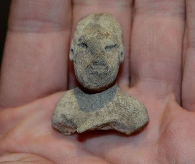 A nicely detailed Pre-colombian South American terracotta bust from a votive figurine, Mexico  SOLD