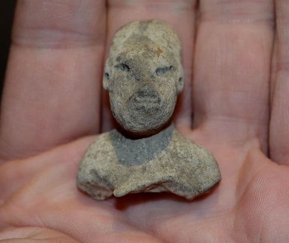 A nicely detailed Pre-colombian South American terracotta bust from a votive figurine, Mexico  SOLD