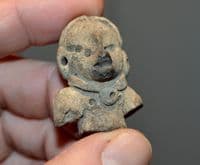 A nicely detailed Pre-colombian South American terracotta head / bust from a votive figurine, Colima, Mexico (1) SOLD