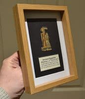 A nicely framed fragment of painted cartonnage from an Ancient Egyptian anthropoid sarcophagus. SOLD