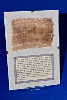 A nicely presented segment of linen wrapping from an Ancient Egyptian Mummy. SOLD